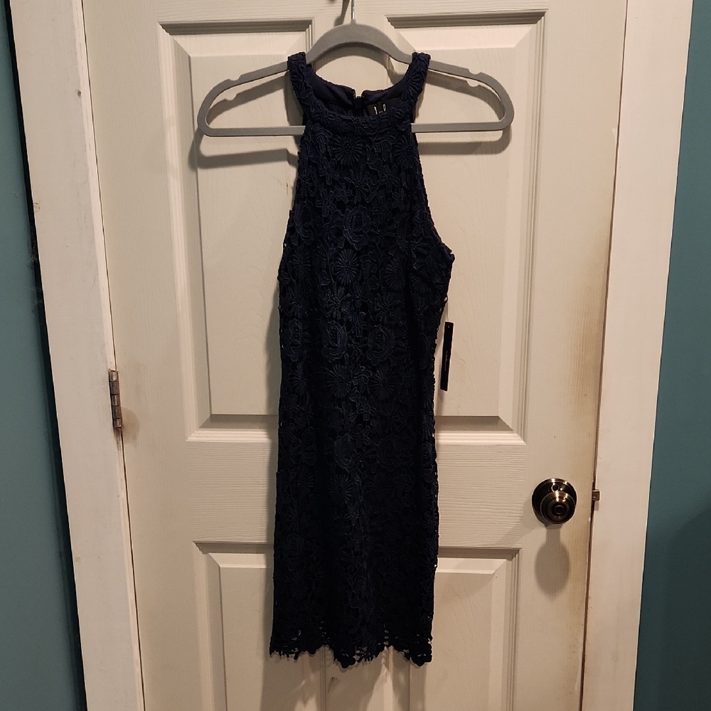 Lulu's Midnight Blue Lace Midi Dress